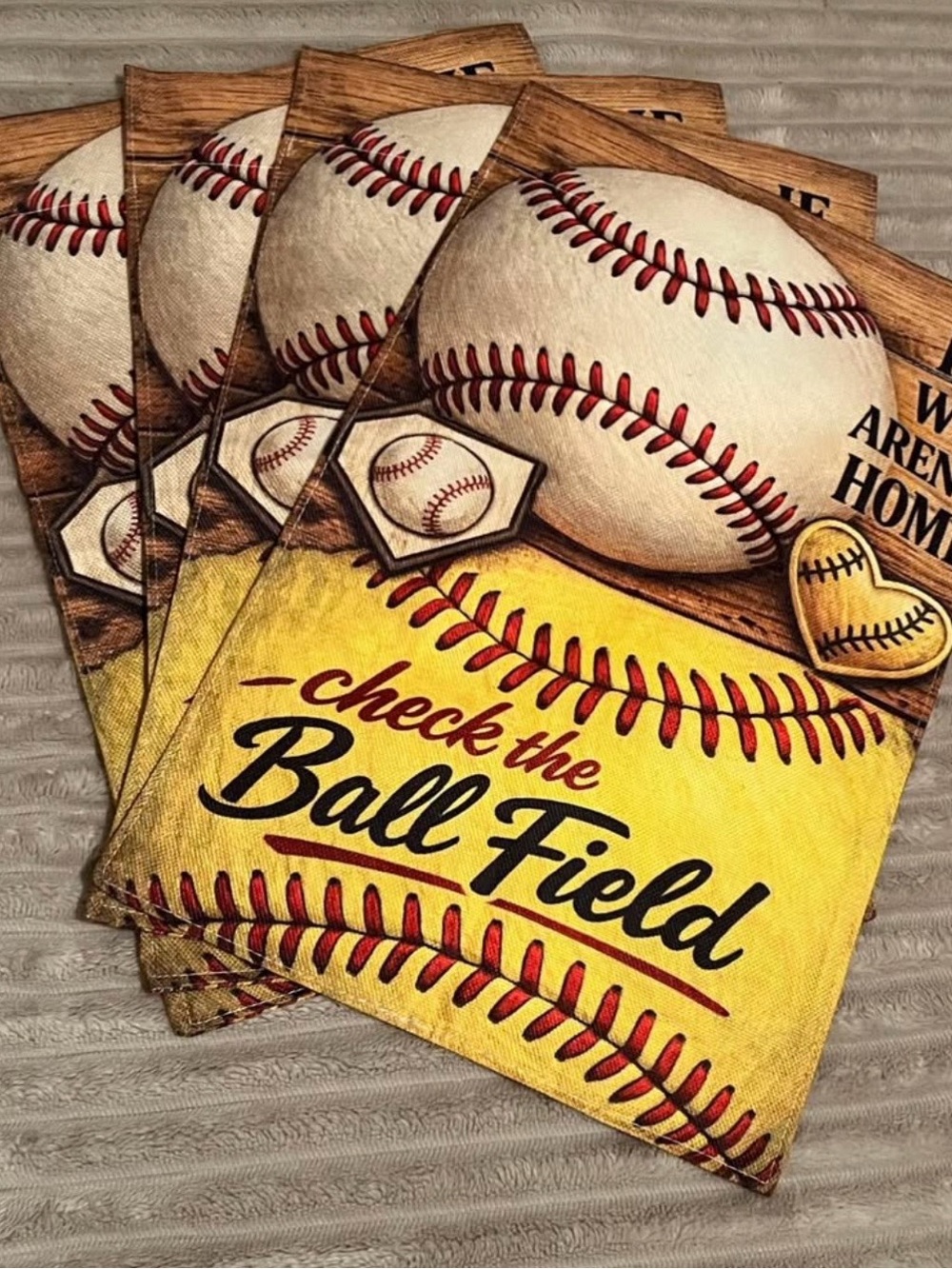 Baseball/Softball Graphic garden flags - Yellow & Cream.
